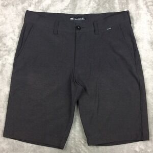 Travis Mathew Shorts Mens 32 Grey Micro Striped Flat Front Chino Lightweight